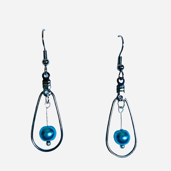 Turquoise Beaded Teardrop Earrings - Picture 3 of 3